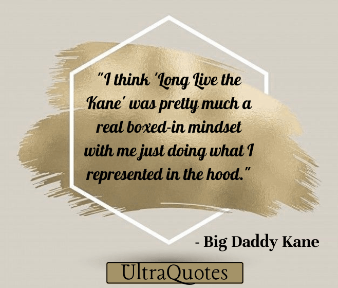 "I think 'Long Live the Kane' was pretty much a real boxed-in mindset with me just doing what I represented in the hood."