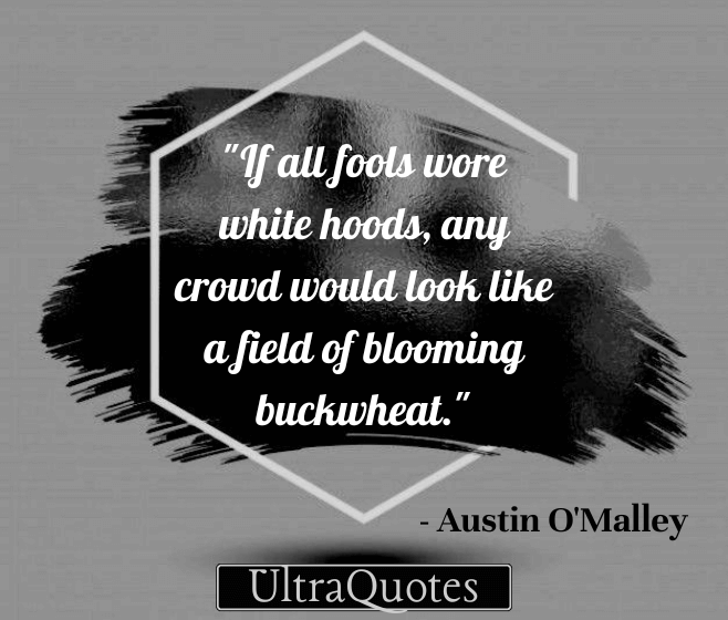 "If all fools wore white hoods, any crowd would look like a field of blooming buckwheat."